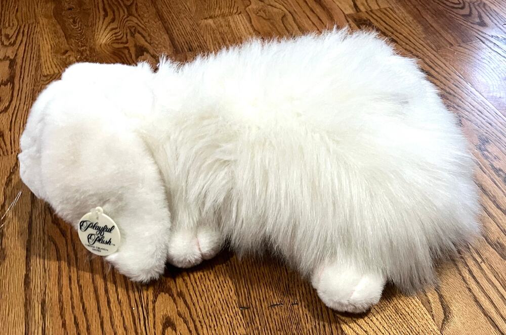 Vintage White Bunny Rabbit Plush 17” Fluffy Floppy Chrisna Playful Plush